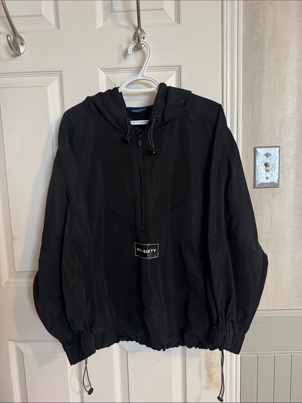 Miss Sixty Black Hooded Oversized Windbreaker